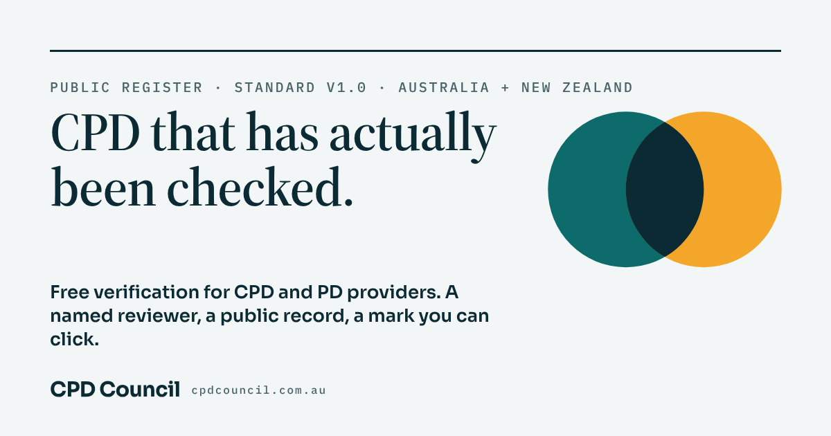 Verified CPD provider register for Australia and NZ · CPD Council